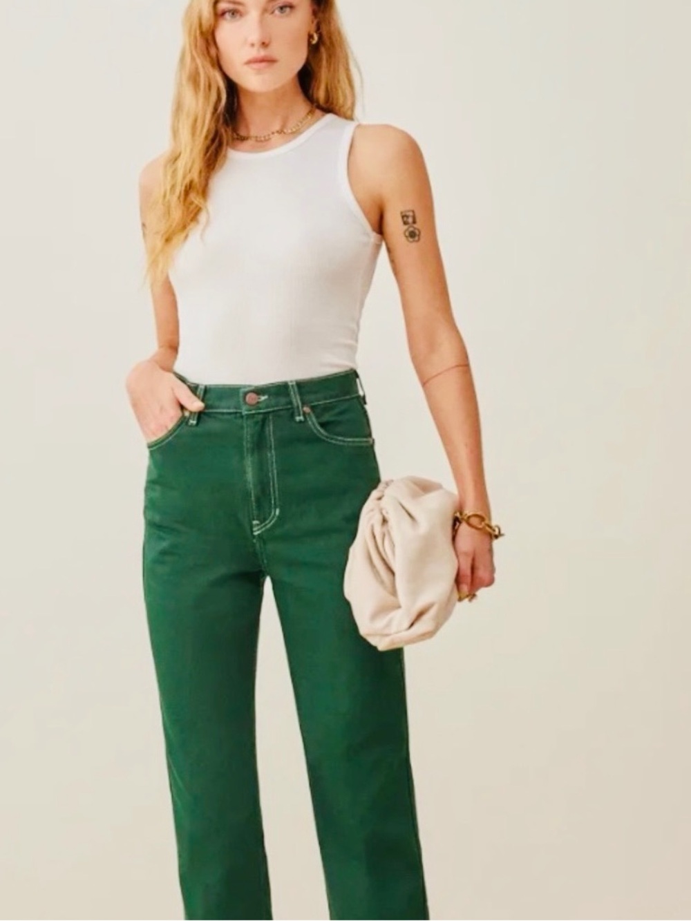 Reformation emerald green jeans, size 28